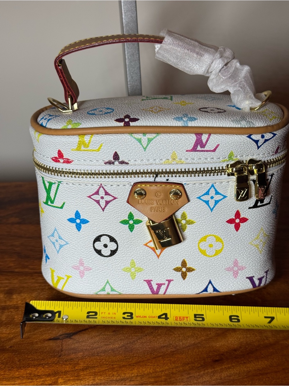 White Multicolor Cosmetic Vanity Case. No Brand.